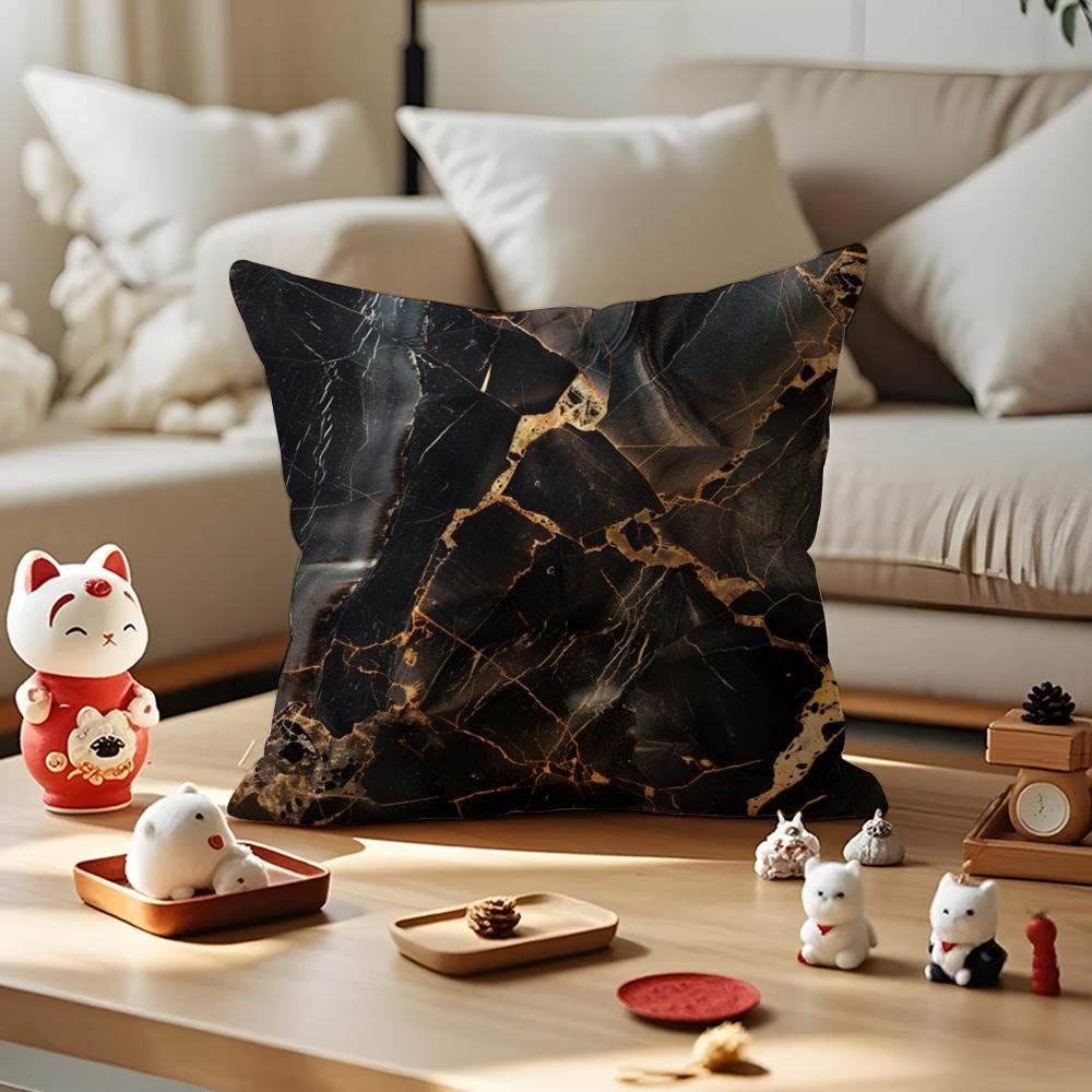 Marble Texture Cushion Cover Anti-dustmite Pillowcase Invisible Zipper Silky Short Plush Sofa Cushion Cover