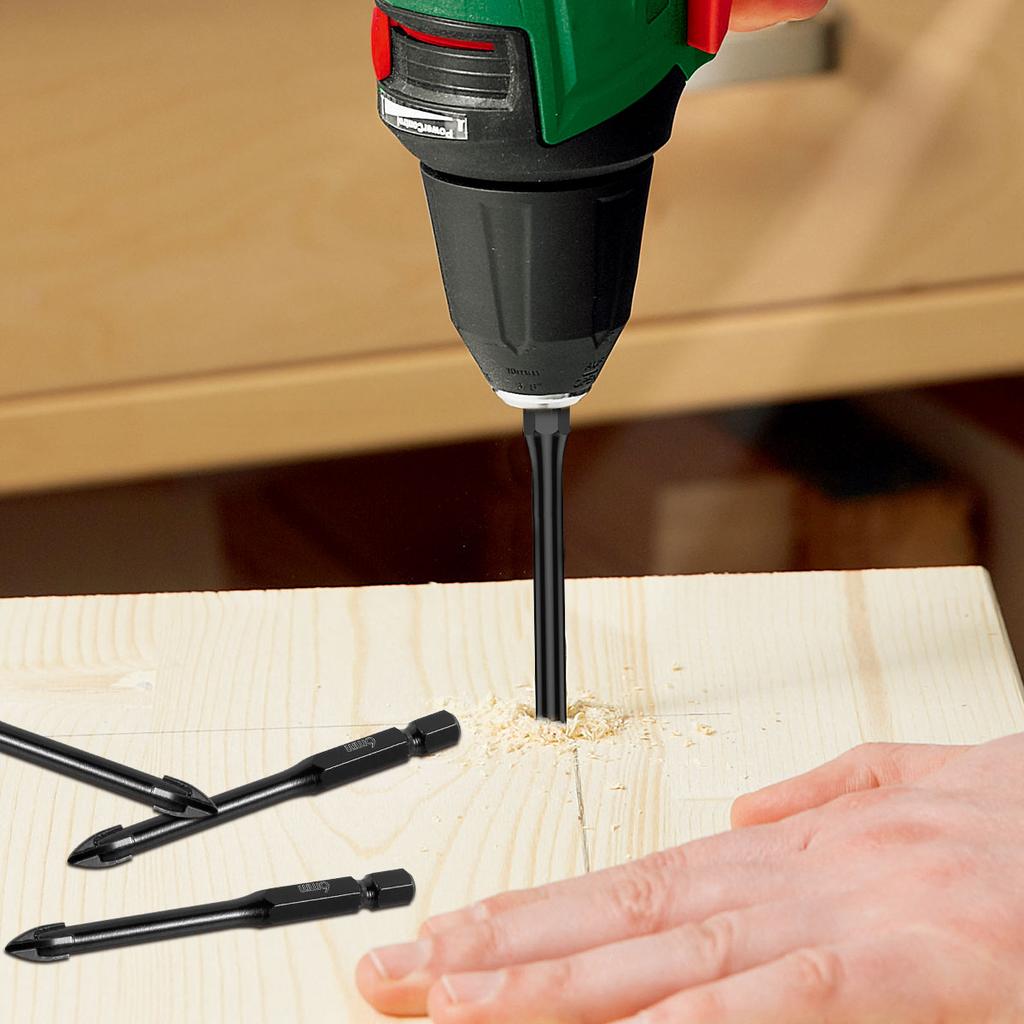 10Pcs 6mm Cross Hex Drill Bit Set For Tile Porcelain Glass Mirror Multifunction Tile Porcelain Drill Bit Kit Tool Carbide Drills