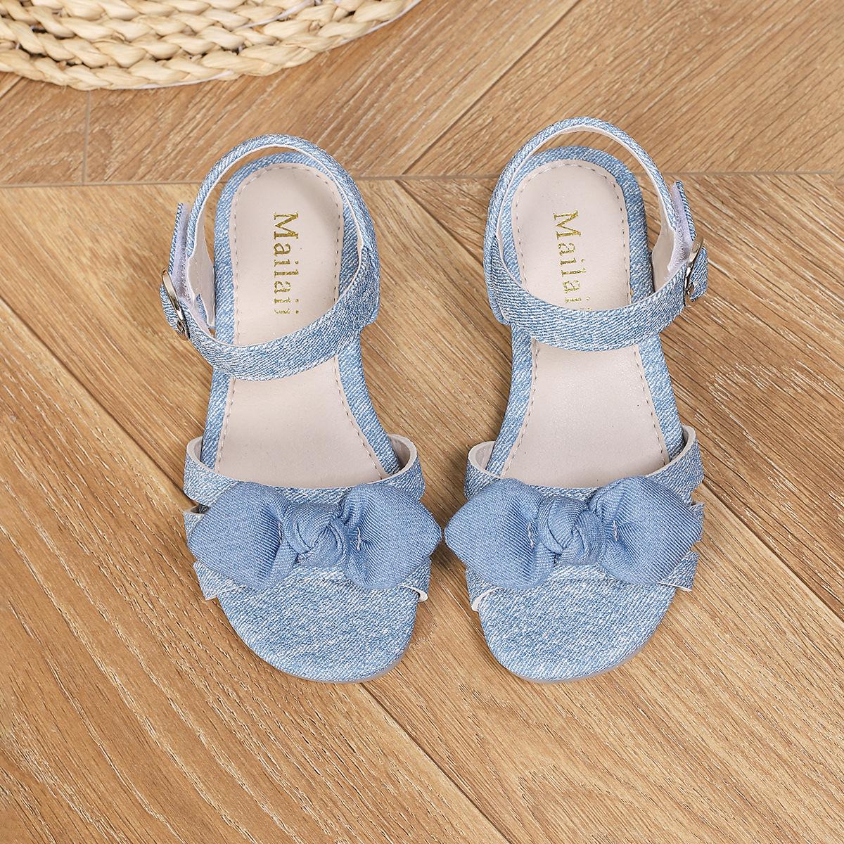 Girls  Blue 3D Bow Princess Sandals - Soft Sole, Non-Slip Summer Shoes 34 синий
