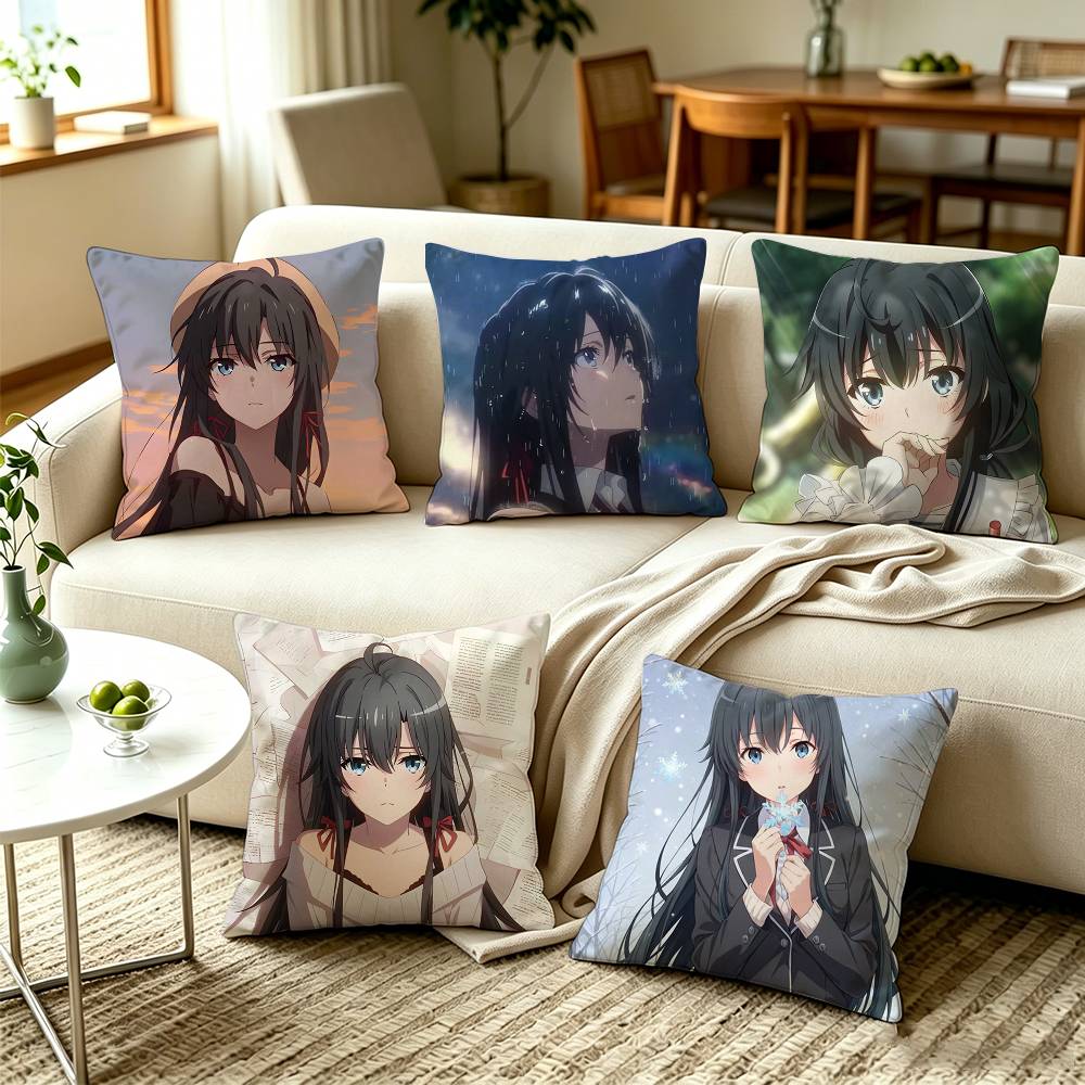 YYukino Yukinoshita My Teen Romantic Comedy SNAFU Pillow Case Square DoubleSided Sofa Cushion Cover Bedroom Bedside Pillow