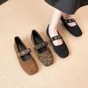 New Women Flat Shoes Leopard Print Suede Casual Boat Shoes Girl Slip-on Loafers