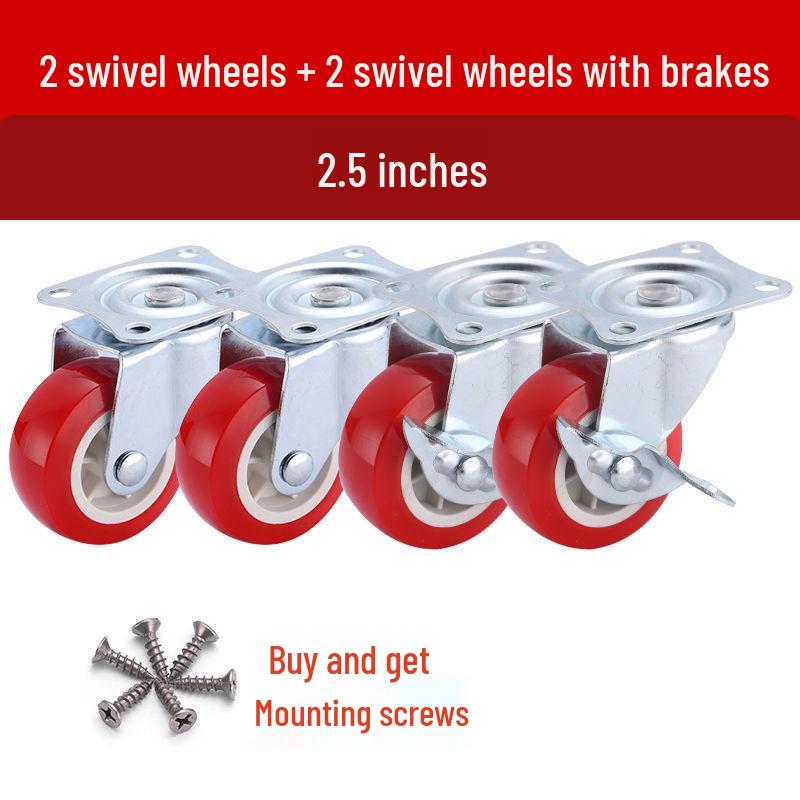 1-3 Inch Silent Swivel Caster Wheels with Brakes for Furniture and Trolleys