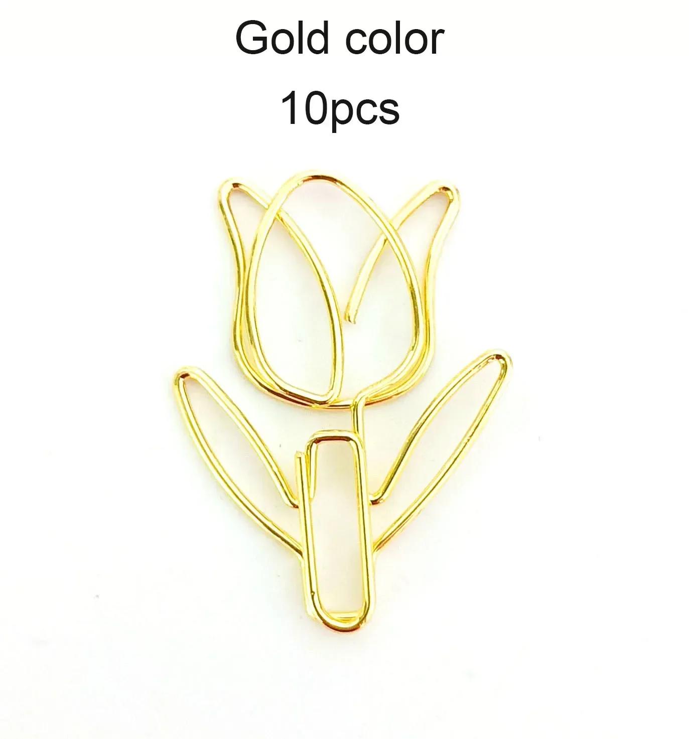 

10PCS/SET Colored Tulip Shaped Paper Clip Colored Paper Clip Office Stationery Metal Bookmark Holder Stationery Paper Clips