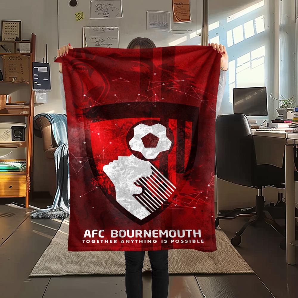 

1Pc Afc Bournemouth Print Flannel Blanket High Quality Warm Comfortable Cover for All Seasons Perfect for Gifts Home Decor 80cm x 120cm