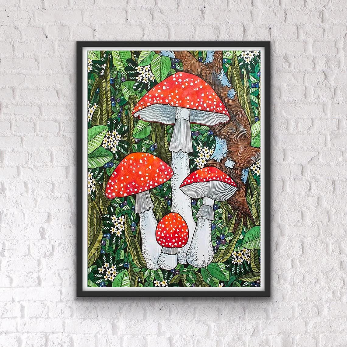 

5D Diy Алмазная картина Ярко цветные грибы Набор для вышивки крестом Полная алмазная вышивка Мозаика Художественная картина Стразы Декор Подарок Full Round 20x30cm