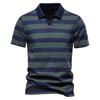 AIOPESON 2025 New Summer Striped V Neck Cotton Polo Shirts for Men Breathable Short Sleeve Casual Men's T Shirts