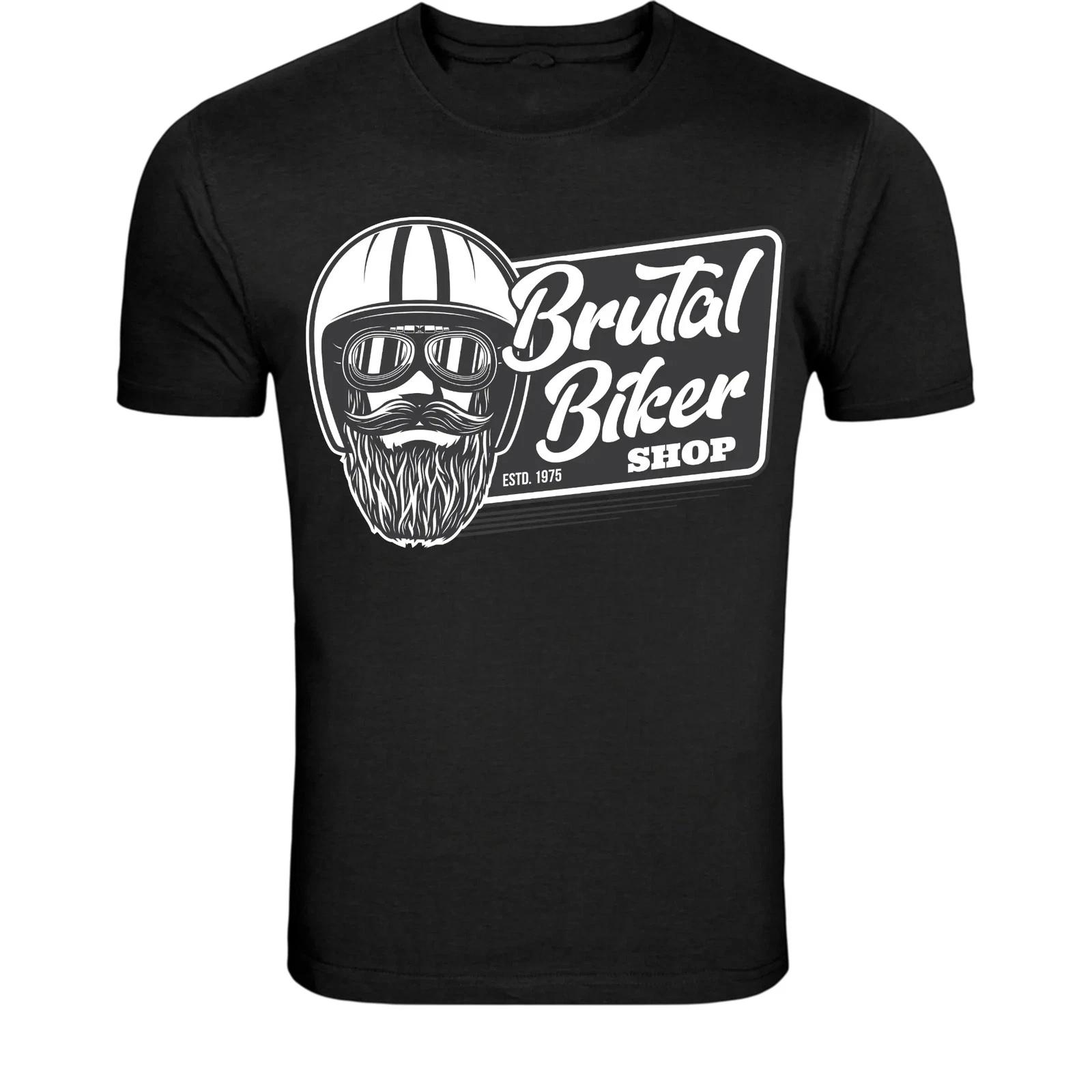 Brutal Biker Shop T-Shirt - Vintage Motorcycle Rider Graphic Tee XL