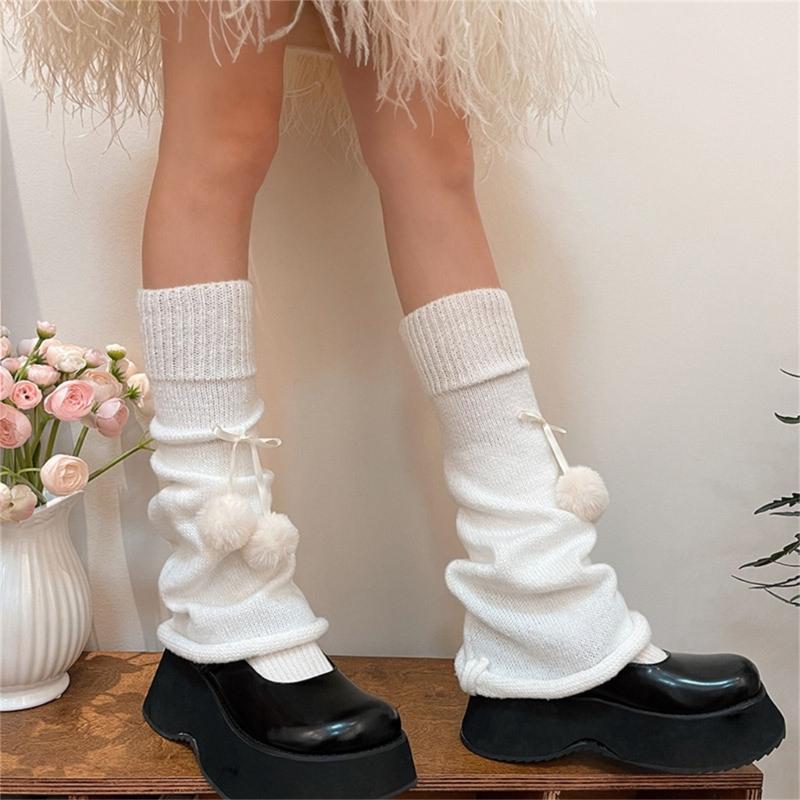 Fashionable Leg Warmer Sleeve Nylon Warm Foot Covers with Lovely Bows Suitable for All Ages