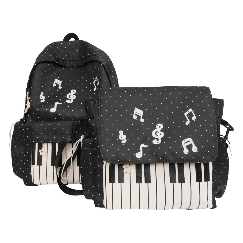 2 Pièces Sac à Dos Esthétique pour Piano en Nylon avec Sac à Bandoulière Mignon Ludique Bookpack pour Adolescents Filles Femmes Étudiant Trajet