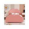 Lit enfant - MUVOE - 90 x 200 cm - Velours rose doux - Cadre en bois robuste - Design nuage