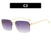 Letter F Diamond-encrusted Frameless Trimmed Sunglasses Women's European and American Sunglasses Fashion Retro Metal Sunglasses