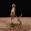 1Pc Retro Brass Elk Miniature Figurine Mini Deer Statue Home Desktop Ornament Decors Festival Decoration Accessories