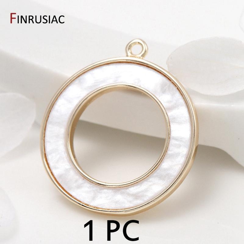 

20mm Gold Plated Big Hole Round Circle Pendants Charms,Inlaid Natural Shell Pendant DIY Jewelry Necklace Earrings Making Finding