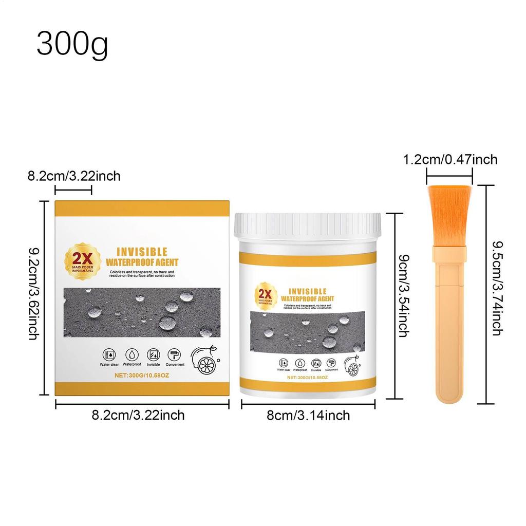 Invisible Waterproof Agent 300g Long-Lasting Filler Paint with Brush Transparent Waterproof Sealant for Concrete Roof Wood