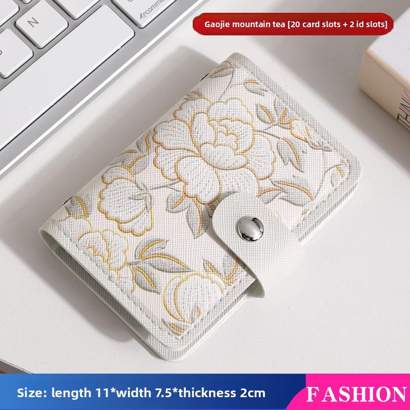 Flower Oil Painting Card Bag, Female Access Control Card, Retro Wind Multi-card Bank Card Certificate, Large-capacity Card Bag