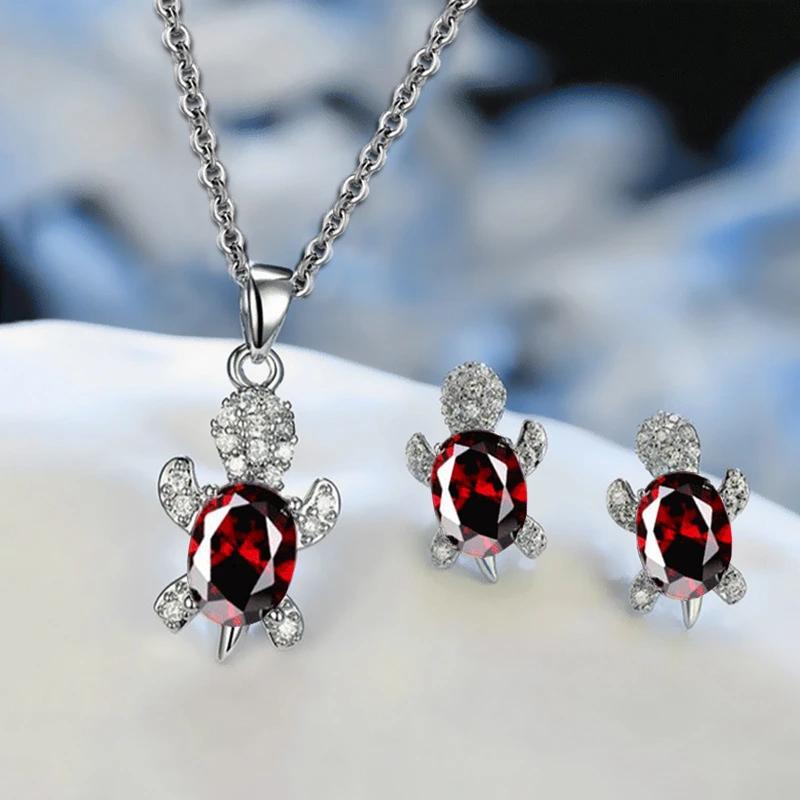 3 Pieces Punk Style Minority Design Fashion Turtle Earring Necklace Set Animal Jewelry Series