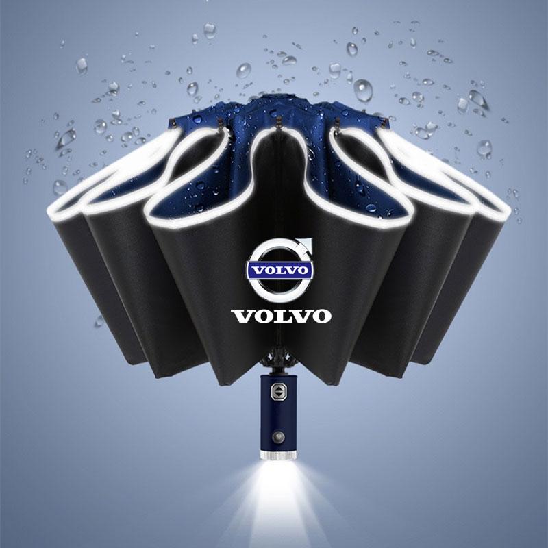 Auto LED Licht Regenschirm Automatisches Falten Winddichter Sonnenschirm für Volvo XC60 S90 XC90 S60 XC40 V60 V90 Volvo Zubehör