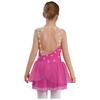 Girls Figure Skating Dress Glittery Rhinestones Sheer Mesh Long Sleeves Cutout Back Lyrical Performance Gown