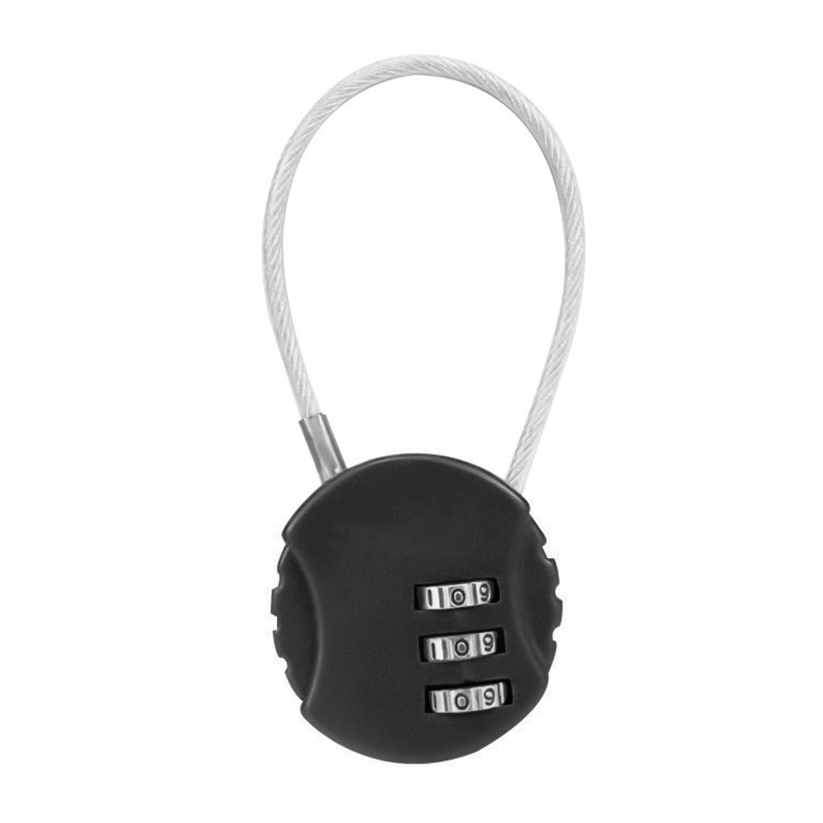 

Комбинированный тросовый замок для рюкзака, велосипеда, горного велосипеда, противоугонный замок, трос 13 см, 3-значный замок для шлема, многофункциональный замок для сумки чёрный