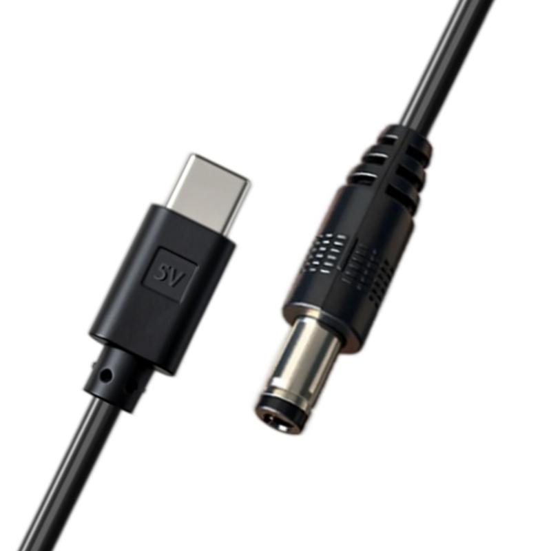 5.5x2.5mm Round End Power Cable with USB C Input, Center Positive Cord for Compatible Equipment, 1 Meter Length