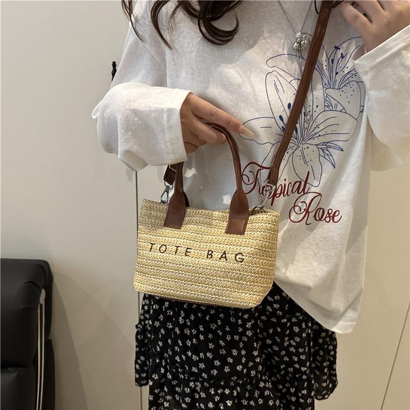 Sommer beliebte Strohhandtasche Damen neue Mode Buchstaben gewebte Tragetasche Strandurlaub Strandtasche