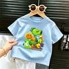 Boys' Plant Vs. Zombies Short-Sleeved T-Shirt Pure Cotton Round-Neck Children's Summer Clothing