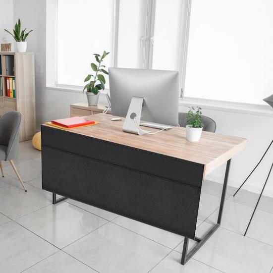 under Desk Privacy Panel Self-Adhesive Modesty Panel Heavy Duty Desk Skirt with Wire Pocket Cable Management Organizer for Office Desk Standing