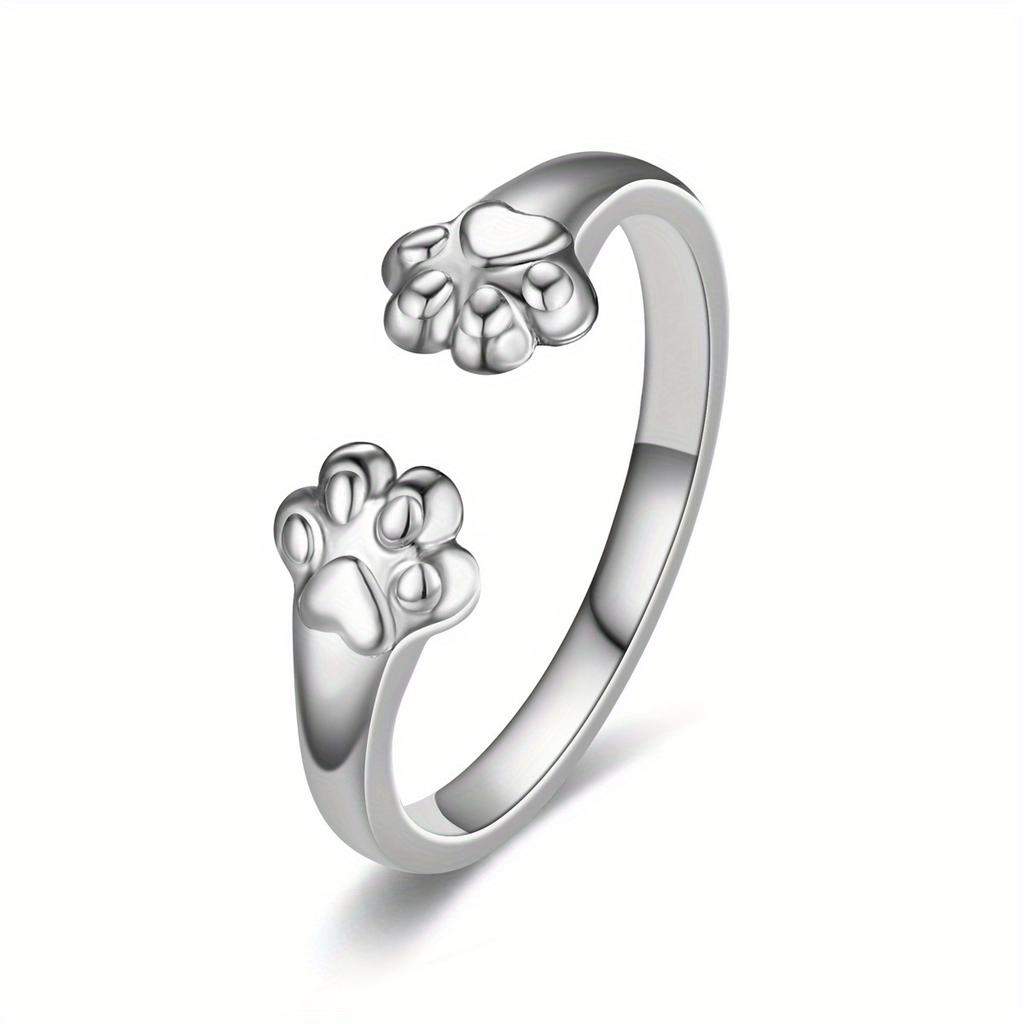 1Pc Stylish Cat Claw Opening Adjustable Cute Titanium Steel Ring
