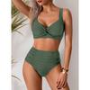 High Waist Sexy Bikini Set Biquini Swimwear Women Two Pieces Swimsuit Beachwear V-Neck Bathing Suits Female