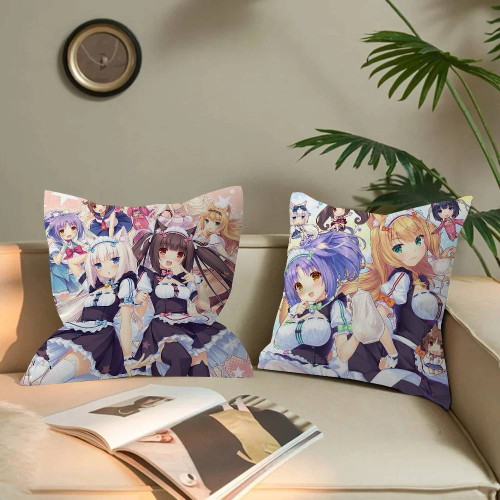 Nekopara Cat Girl Stitch Lucky Dragon Pillow Cover Sofa Cushion Cover Home Room Decoration Children Gift