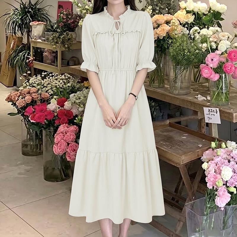 ZANZEA Women Casual V-Neck Solid Color Loose Half Sleeve Long Dress M