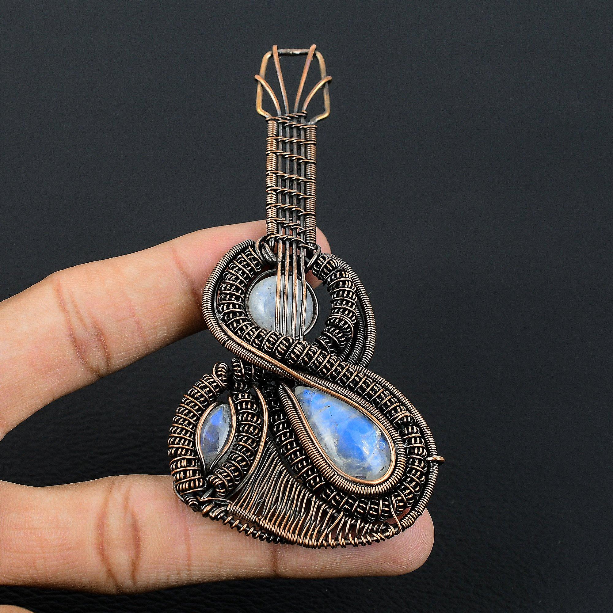 

Подвеска из радужного лунного камня, ювелирное изделие из драгоценного камня, подвеска, обернутая медной проволокой 999 пробы, красивая подвеска ручной работы 3.55 Inches