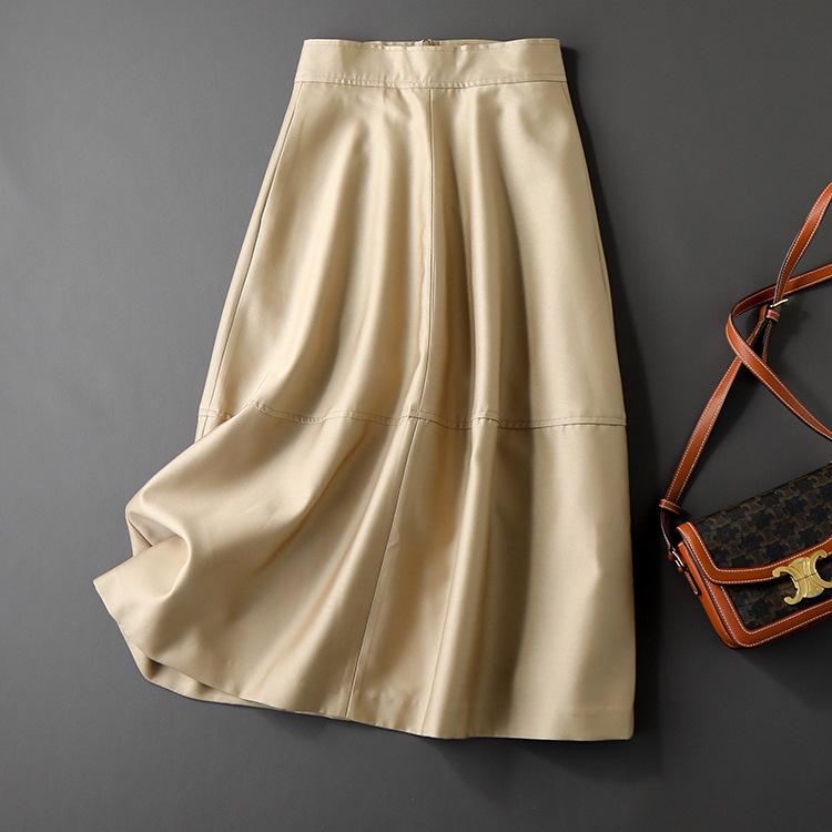 In-Stock Elegant Hepburn Style High-Waisted A-Line Umbrella Skirt for Women - Summer Collection