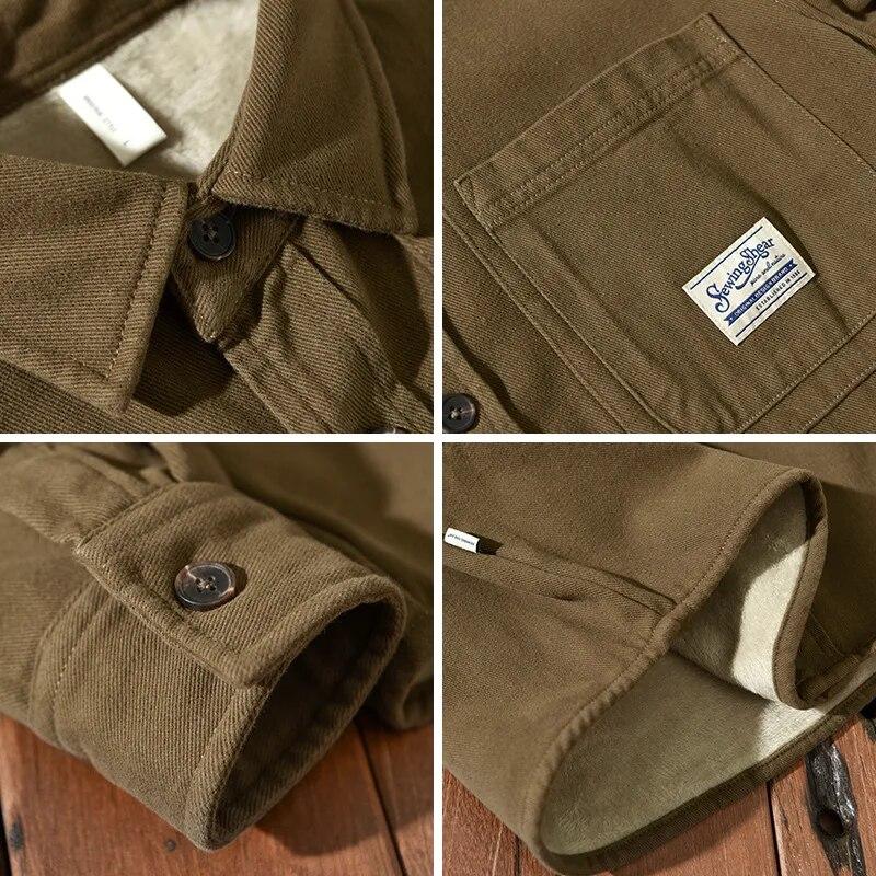 Winter Fashion Men Shirt Casual Thick Warm Long Sleeve Fleece Shirt 4XL Youth Popular Men Clothing Lapel Pocket Loose Cargo Men Tops