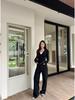 Lu Sheng Unisex Retro Washed Black Bootcut Jeans - Loose Fit, Wide Leg, Casual Pants