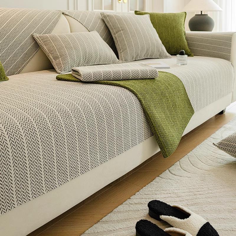 

Simple Light Luxury Chenille Sofa Cushion New Four-Season Universal Non-Slip Seat Cushion Solid Color Sofa Cover 70*70cm