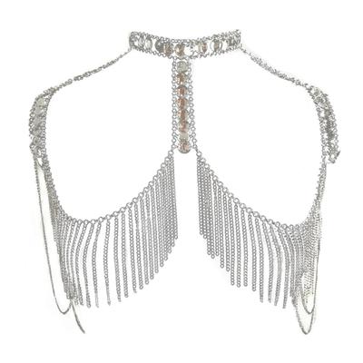 Colar de Corrente de Ombro com Pingentes de Cristais Joia Corporal Multicamadas Acessório para Mulheres Suprimentos para Braço de Casamento Nupcial