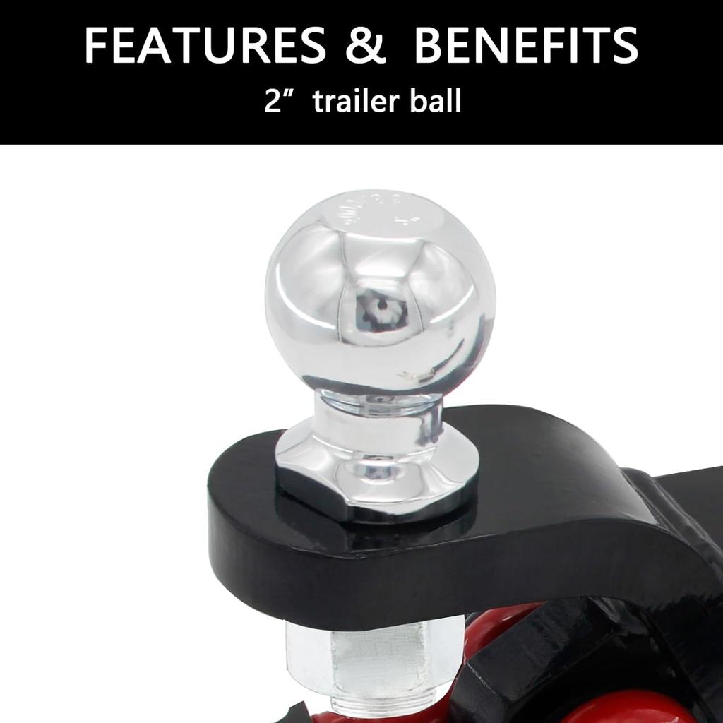 Heavy Duty 2-in-1 Trailer Hitch Ball Mount with Tow Shackle and Pin for Trucks, SUVs, Cars