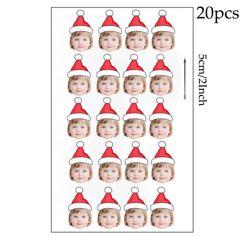 

Customized Christmas Paper Sticker Banners Cake Toppers Personalized Face With Xmas Hat Hanger Gift Label New Year Party Supply As Picture