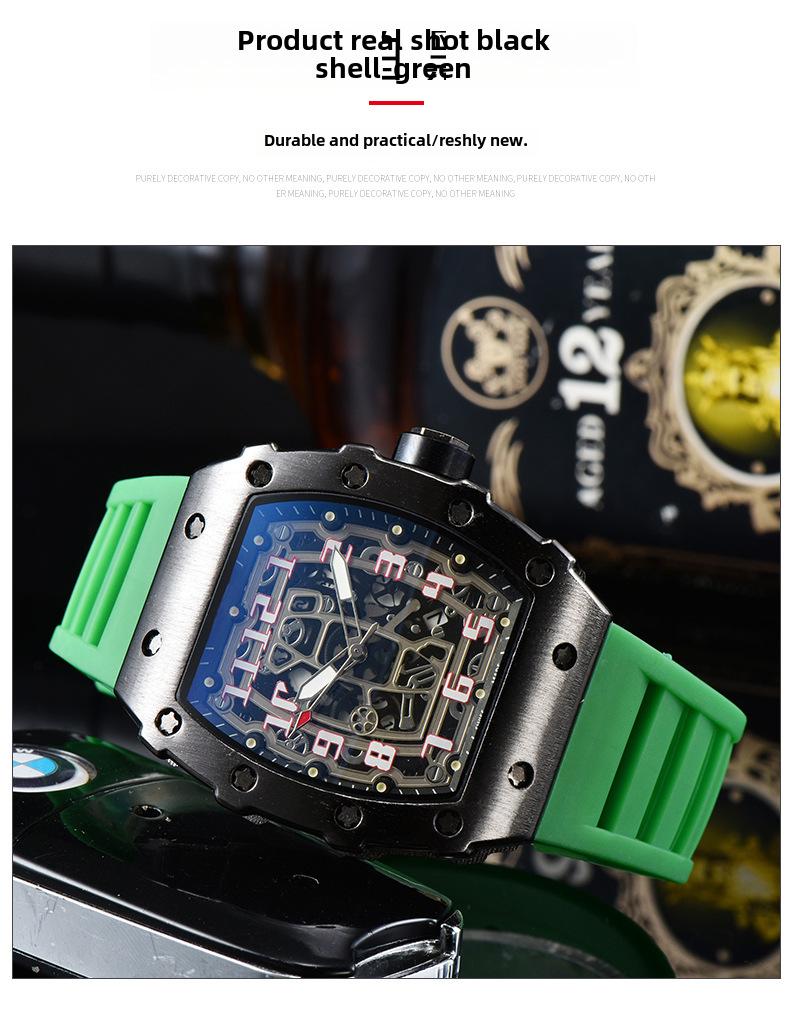 Barrel-Shaped Unisex Quartz Watch with Hollow Non-Mechanical Pointer and Single Calendar