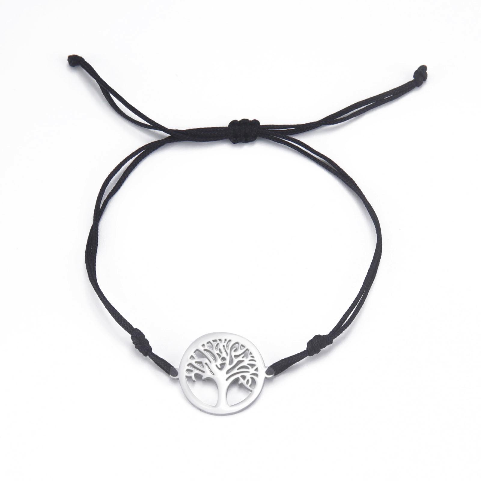 

Minimalist Titanium Steel Cut-Out Tree Pendant Bracelet Trendy Personality Accessory