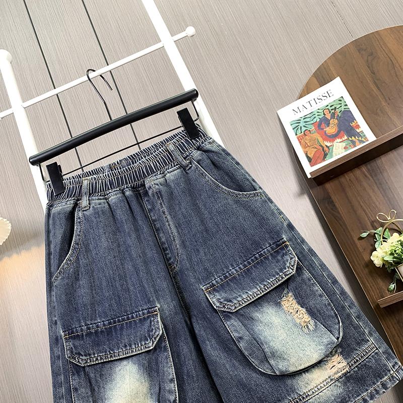 DIMANAF Plus Size Summer Women 2025 Vintage Jeans Casual Pockets High Waist Elastic Basic Loose Harem Pants