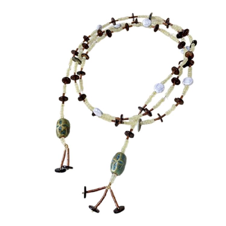 

Chinese Style Colored Bead Necklace Retro And Niche Designing Ethnic Style Neckchain Layered Elegant Collarbone Chain 1