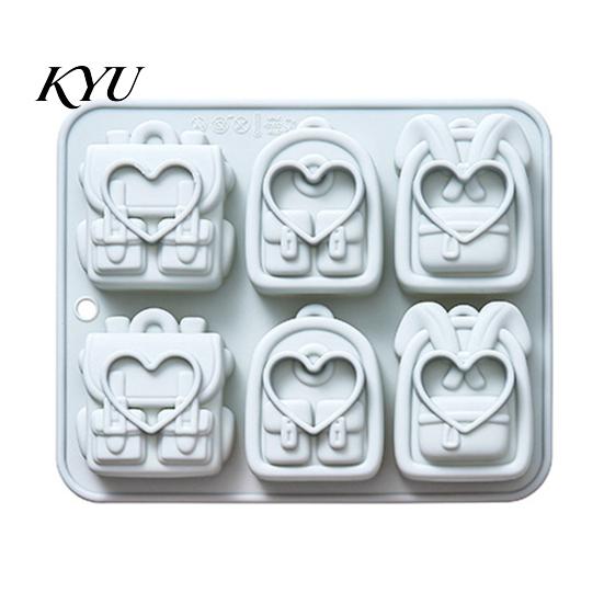 Durable Ice Cube Tray Backpack Silicone Mold, 6 Cavity School Bag Shape Baking Tool, Food Grade Mold Flexible for Chocolate And Fondant Jelly Desserts