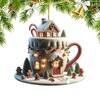 Kaffeetasse Weihnachtsornament Acryl Heiße Schokolade Baumanhänger Ornamente 2025 Weihnachtsdekorationen Weihnachten Navidad Partyzubehör