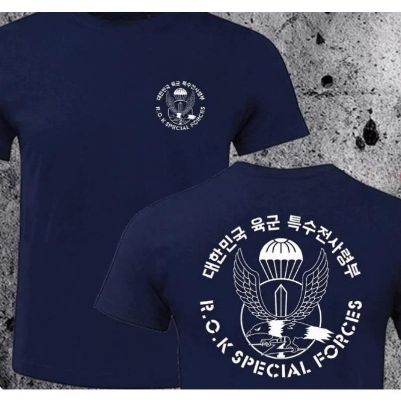 Summer Men's Letter Printed Plus Size Round Neck Short Sleeved 100% Pure Cotton Soft and Loose Military Style Breathable T-shirt