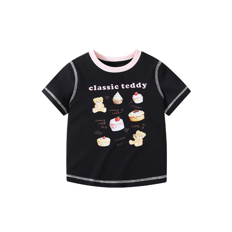Classic Teddy Girls' Short Sleeve Antibacterial Breathable Round Neck T-shirt