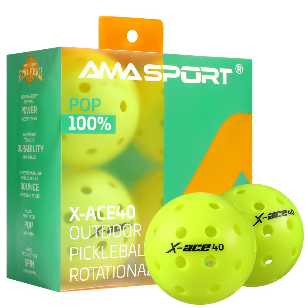 AMASPORT Pickleball Bälle X-ACE40 Professionelle Offizielle Pickleball Bälle Hoher Rückprall & Hohe Sichtbarkeit für Outdoor-Spiele