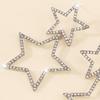 Shining Two Different Sized Hollow Star Dangle Earrings Inlaid Rhinestones Fashionable Ear Jewelry Perfect Accessory for Women Daily Glam