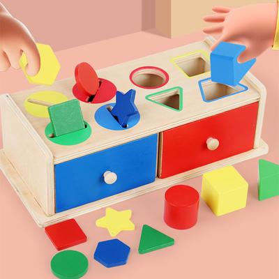 Holzfarbene Formsortierbox Montessori Spielzeug Farbe Form Sortierspielzeug Vorschule Frühes Lernen Lernspielzeug Geschenke für Kinder